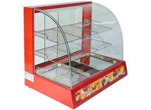 5060225631958 - Kukoo - Aufsatzvitrine Heiße Theke Warmhaltevitrine Vitrine Warmhaltetheke Warmhaltevitrine Heißtheke Wärmevitrine Speisevitrine Rot 60cm 1200W - Rot