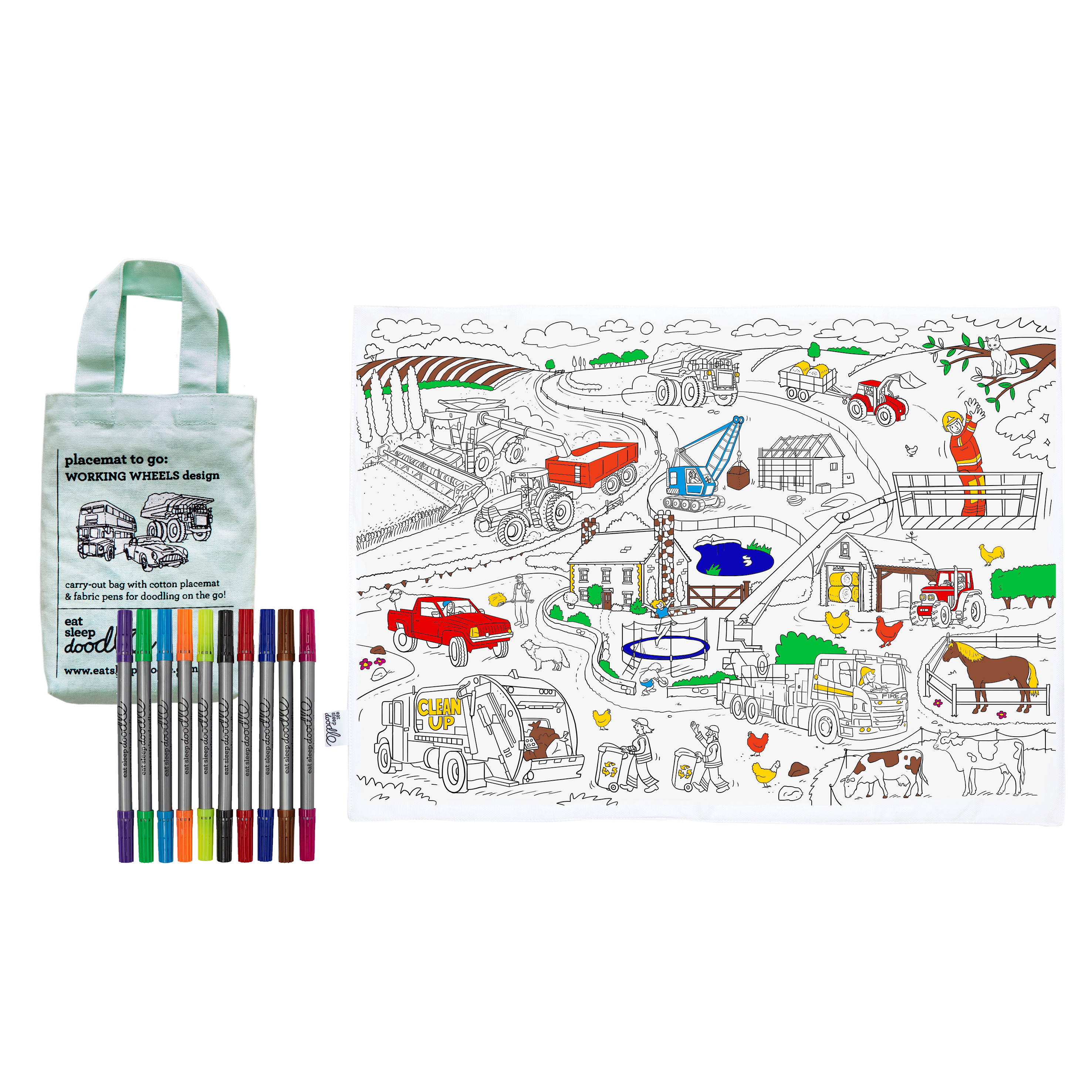 5060255292204 - Deckchen + Malset Kind - Arbeitsräder Eat Sleep Doodle 5060255292204 - Deckchen + Malset Kind - Arbeitsräder Eat Sleep Doodle