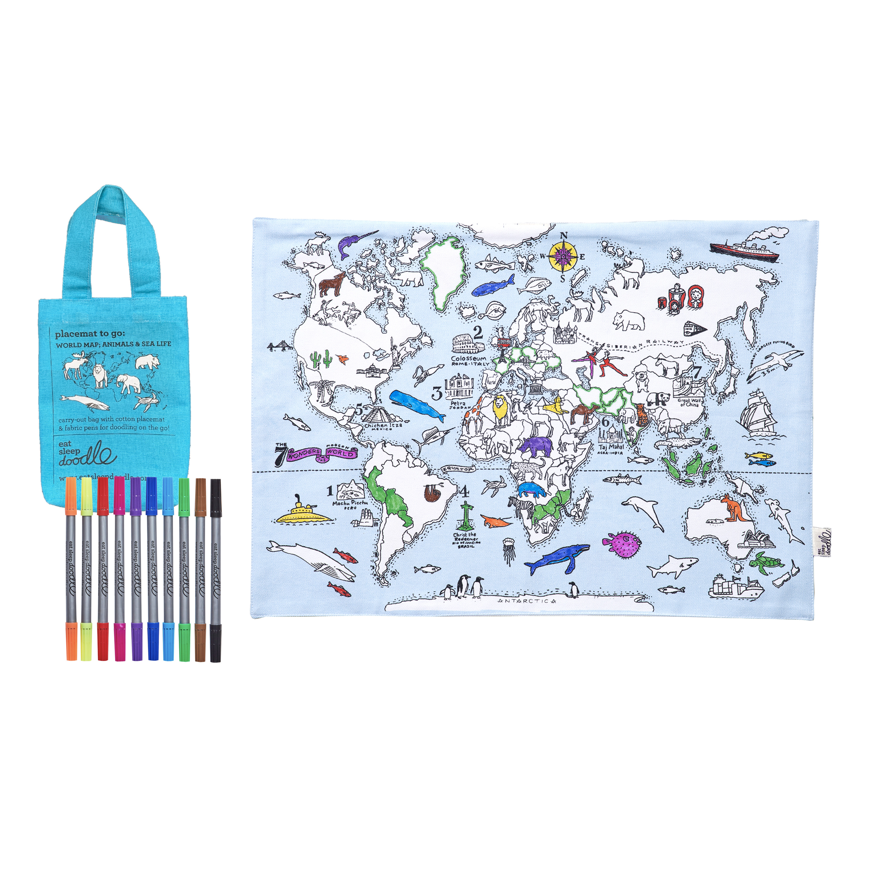 5060255292402 - Set aus Deckchen + Kindermalen - Weltkarte Eat Sleep Doodle 5060255292402 - Set aus Deckchen + Kindermalen - Weltkarte Eat Sleep Doodle