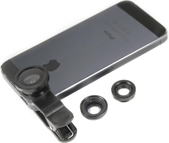 5060407524566 - 3 in 1 Objektiv-Set - Smartphone Tablet-Aufsatzobjektiv - Schwarz
