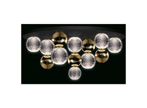 5060419715914 - Illuminati Lighting - Illuminati Diamante Verzierte 7-flammige LED-Deckenplatte in Schwarz mit Gold