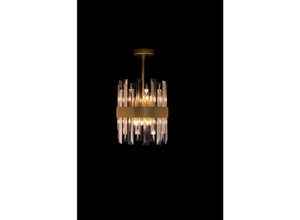 5060419717888 - Illuminati Lighting - Illuminati Zenna Semi led Flush Satin Gold klarer Kristall