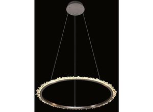 5060419718694 - Illuminati Quartz Halo kleiner runder LED-Anhänger 475 cm Durchmesser satiniertes Nickel 3000 K Bergkristall