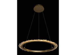 5060419718700 - Illuminati Lighting - Illuminati Quartz Halo großer runder LED-Anhänger 675 cm Durchmesser satiniertes Gold 3000 k Bergkristall