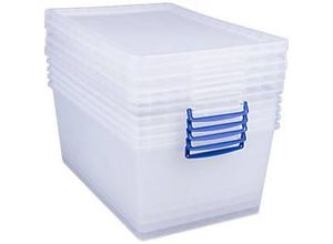 5060456652289 - Really Useful Boxes Aufbewahrungsboxen transparent mit Deckel 62L 5 Stück