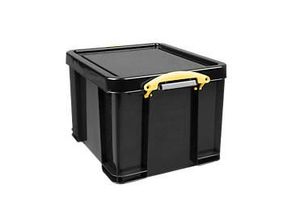 5060456657208 - Really Useful Boxes Aufbewahrungsbox 64L schwarz Griffe gelb