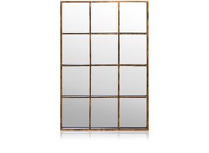 5060524223885 - Bronzener Metall Fenster Wandspiegel - 90 x 60 cm Spiegel - Vintage Metallrahmen - Bronze - Schwarz - Casa Chic