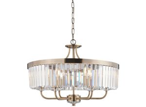 5061053762920 - Merano - Ascoli Hängende Deckenleuchte antike Messingplatte klares geschliffenes Glas