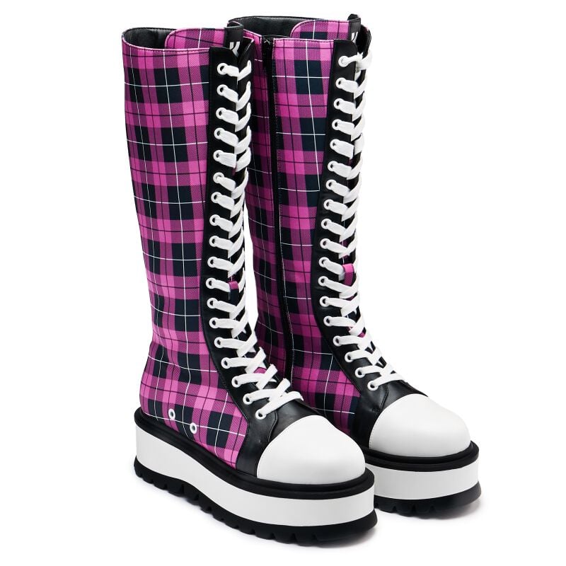 5061074031494 - Salvius Safety Pin Military Lace Up Boots Schnürstiefel schwarz pink in EU38