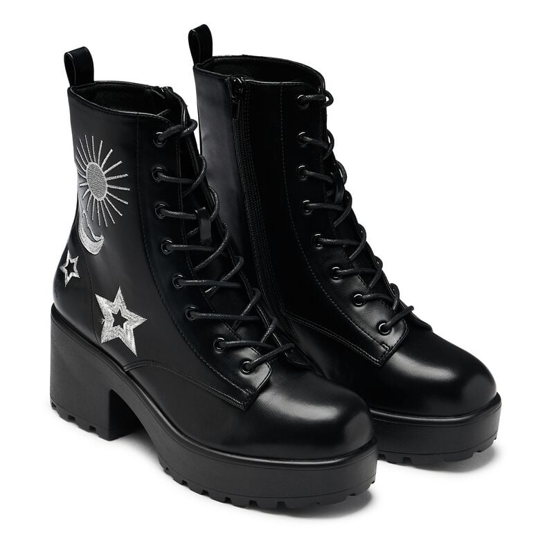 5061074039490 - Astro Silver Star & Moon Chunky Boots Boot schwarz in EU40 5061074039490 - Astro Silver Star & Moon Chunky Boots Boot schwarz in EU40