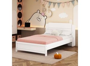 5061280154499 - Holzbett 90200 cm einzigartige und minimalistische Form Kopfteil mit linearem Design Einzelbett für Kinder weiß 5061280154499 - Holzbett 90200 cm einzigartige und minimalistische Form Kopfteil mit linearem Design Einzelbett für Kinder weiß
