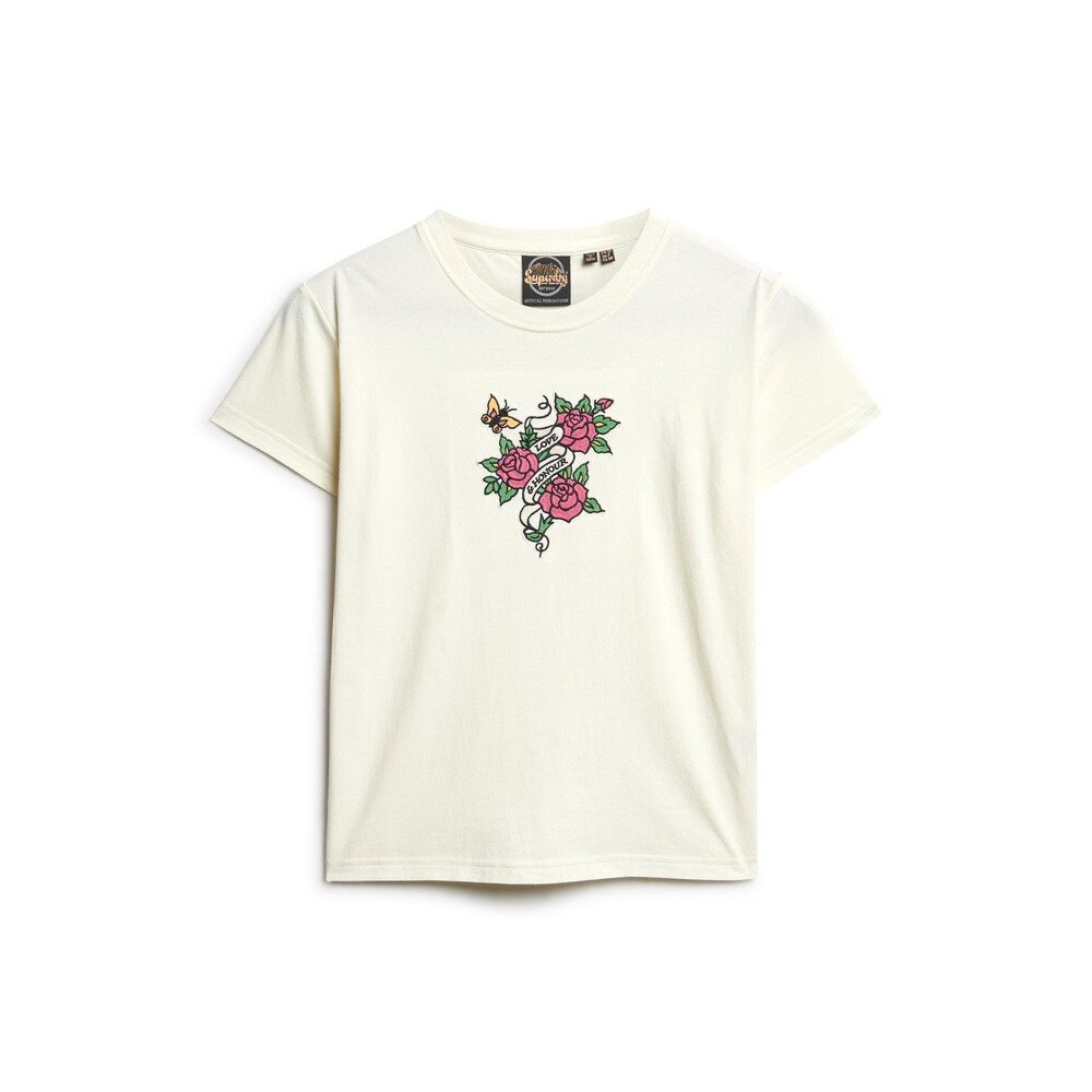 5063068104443 - Tattoo-Effekt besticktes Slim-Fit T-Shirt für Frauen Superdry