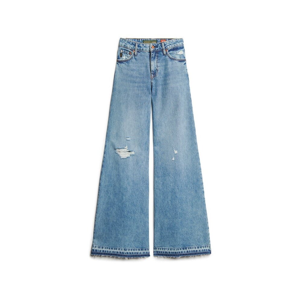 5063068159542 - Frauen Schlagjeans mit rohem Saum Superdry