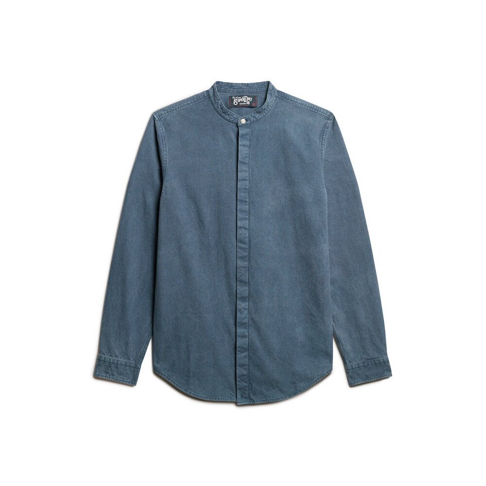 5063068317218 - Indigo-Hemd mit tunesianischem Kragen The Merchant Store