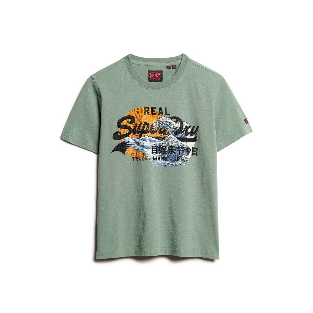 5063068348380 - Damen T-Shirt mit lässigem Schnitt und Muster sowie Logo Tokyo Vintage