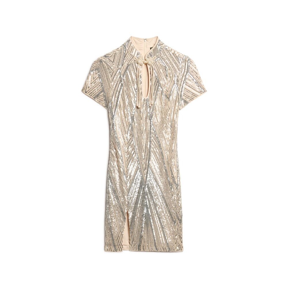 5063068395384 - Kurzes Kleid mit Mao-Kragen und Pailletten für Frauen Superdry