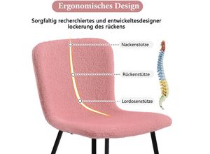 5063371000357 - Polsterstuhl 4er Set mit RücklehneEsszimmerstuhl (4 St)Sitzfläche aus Lamm Samt Gestell aus Metall Rosa - Merax