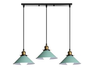 5065812986640 - Pendelleuchte Vintage Kronleuchter mit Ø22cm Metall Lampenschirm Hängelampe Edison Art Lampe für Esszimmer Wohnzimmer Restaurant Grün - 3 Flammig