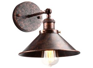 5065812986893 - Axhup - Wandleuchte Vintage Industrielle Wandlampe aus Metall mit Ø22cm Lampenschirm für Schlafzimmer Wohnzimmer Esszimmer (Roter Rost)