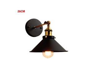 5065812986916 - Axhup - Wandleuchte Vintage Industrielle Wandlampe aus Metall mit Ø26cm Lampenschirm für Schlafzimmer Wohnzimmer Esszimmer (Schwarz)