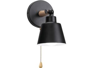 5065812987012 - Wandleuchte mit Schalter Moderne Wandlampe Innen mit Lampenschirm im Metall & Holz Wandstrahler Art Licht Decor für Wohnzimmer Schlafzimmer