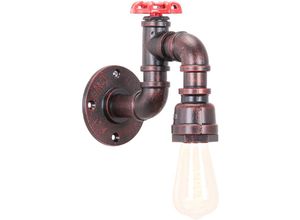 5065812987111 - Axhup - Wandleuchte Kerze Vintage Industrielle Retro Wasserrohr Wandlampe Art Lampe Decor für Wohnzimmer Esszimmer Bar Café - Roter Rost