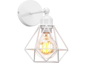 5065812987180 - Wandleuchte Vintage Industriale 180 Degree Einstellbar Wandlampe aus Metall mit Ø155cm Diamant-form Käfig für Schlafzimmer Wohnzimmer Esszimmer