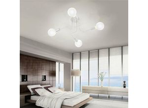 5080300185428 - Axhup - Deckenleuchte Weiß 4 Flammig Spinne Deckenlampe Industri Stil Semi-Flush Mount Licht mit E27 Lampenfassung für Flur Esszimmer Schlafzimmer