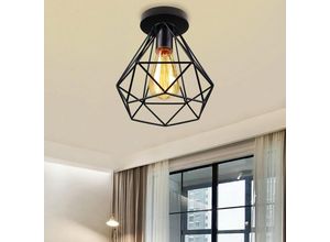 5080300192037 - Axhup - Industrial Metall Deckenlampe E27 Deckenleuchte in Rautenform Retro Design Pendelleuchte für Balkon Korridor Badezimmer Eingang Küche