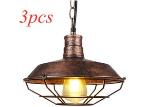 5080300197612 - Axhup - 3er Pendelleuchte mit Ø36cm Lampenschirm Hängelampe im Industri Stil Retro Bronze Kronleuchter E27 Edison für Loft Esszimmer Schlafzimmer