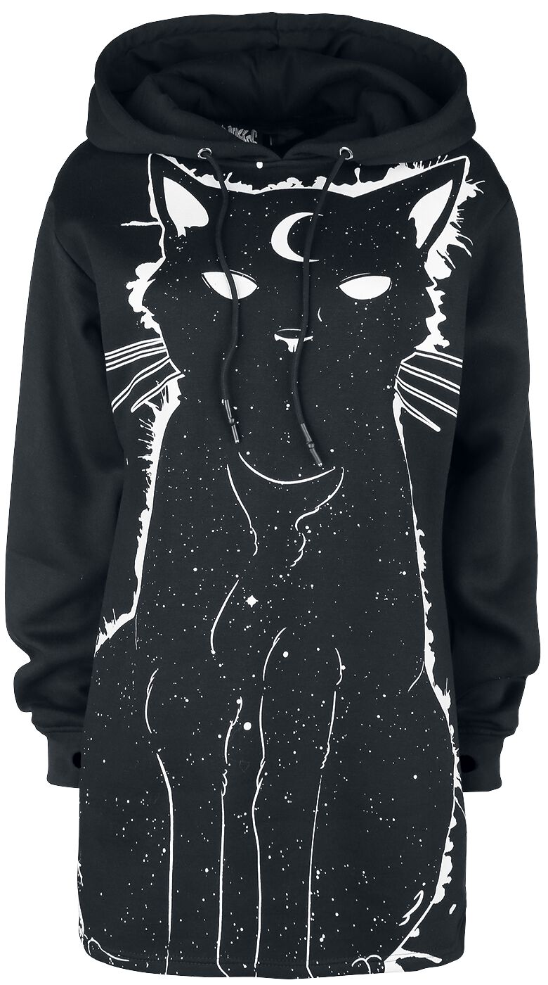 5081944472479 - Moon Kitty Hood Kapuzenpullover schwarz weiß in M 5081944472479 - Moon Kitty Hood Kapuzenpullover schwarz weiß in M