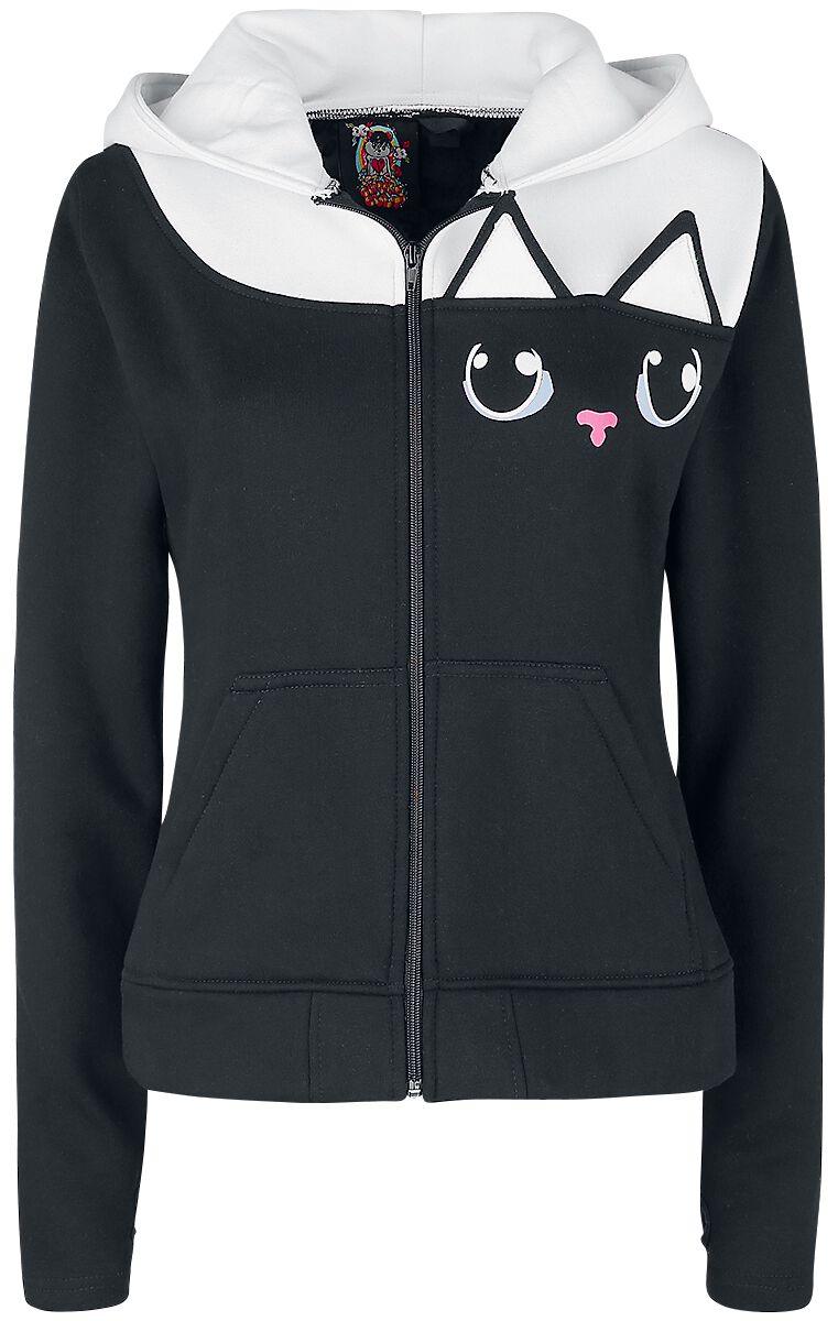 5081944477641 - Kitty Hood Kapuzenjacke schwarz weiß in XL
