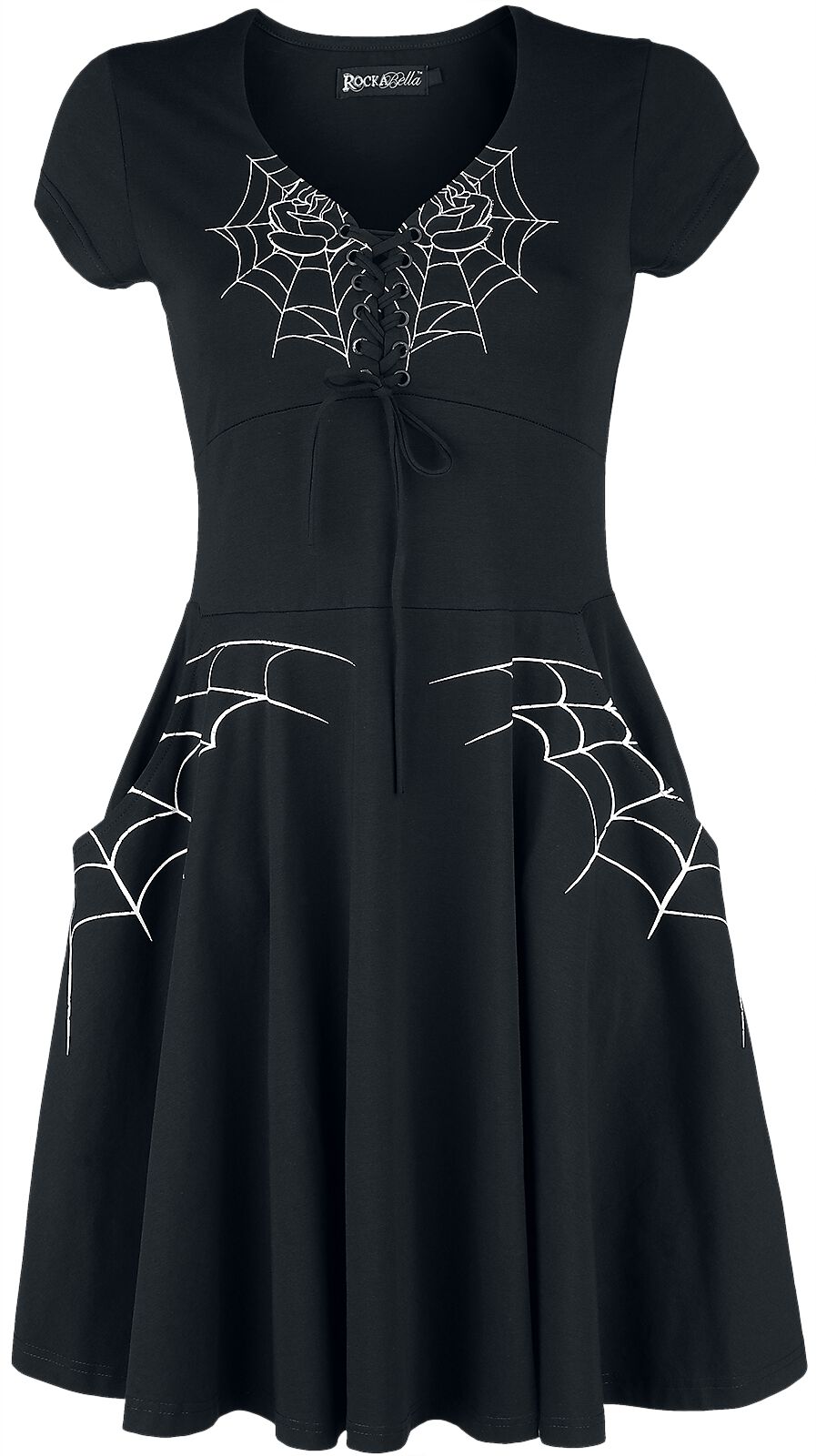 5081944485714 - Black Widow Dress Kurzes Kleid schwarz weiß in L