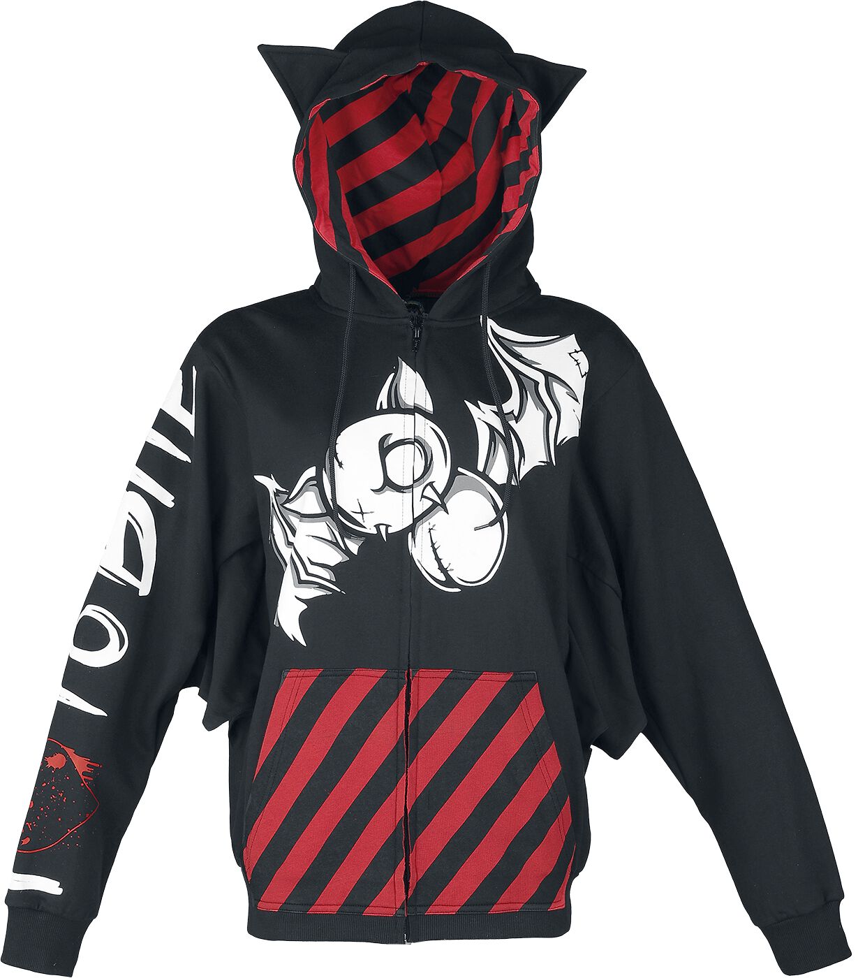 5081944492958 - Bat Attack Hood Kapuzenjacke schwarz rot weiß in XXL 5081944492958 - Bat Attack Hood Kapuzenjacke schwarz rot weiß in XXL