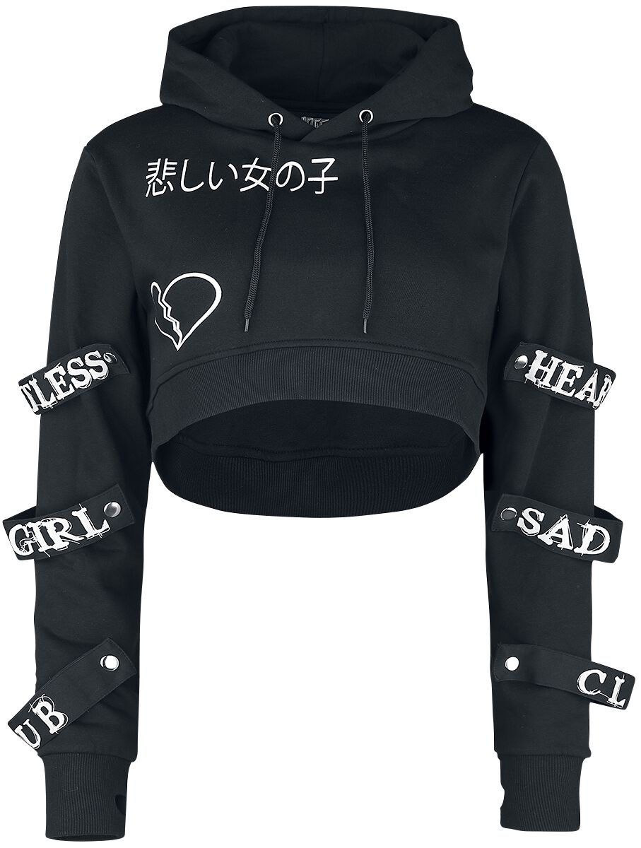 5081944493610 - Sad Girl Club Hood Kapuzenpullover schwarz weiß in XXL