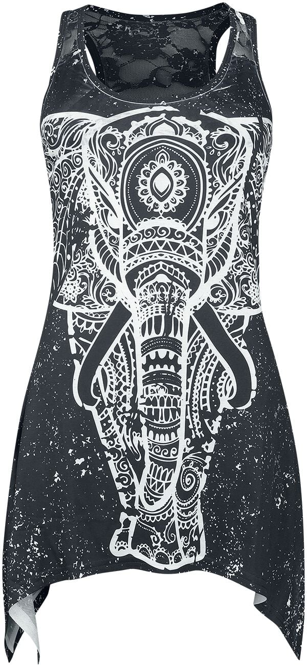 5081944503616 - Innocent Spiritual Elephant Lace Panel Vest Top schwarz weiß in 4XL 5081944503616 - Innocent Spiritual Elephant Lace Panel Vest Top schwarz weiß in 4XL