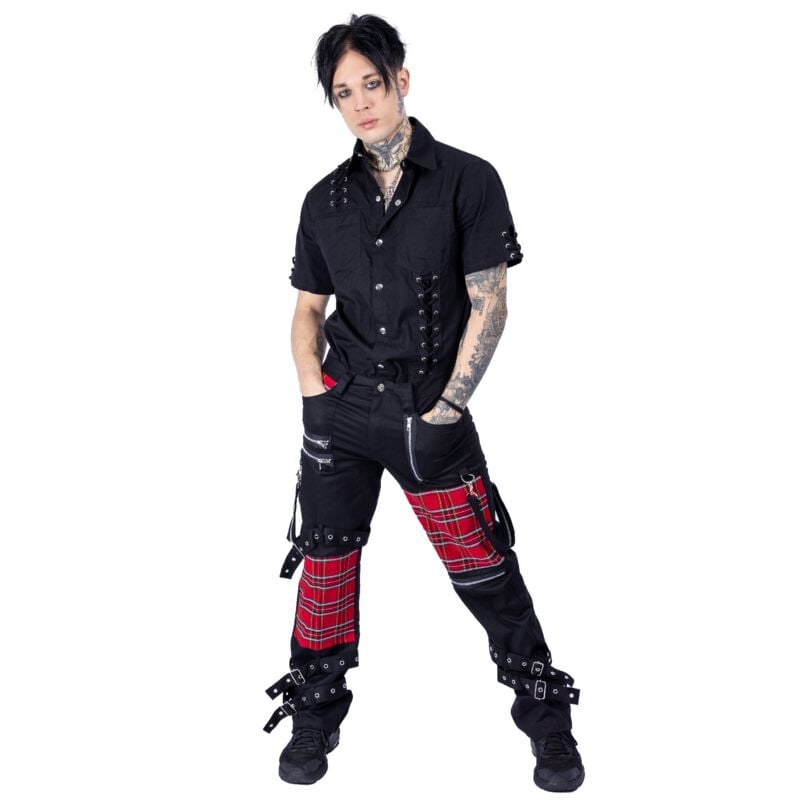5081944511154 - ATHOL PANTS MENS BLACK RED CHECK Stoffhose schwarz rot in W32L32 5081944511154 - ATHOL PANTS MENS BLACK RED CHECK Stoffhose schwarz rot in W32L32