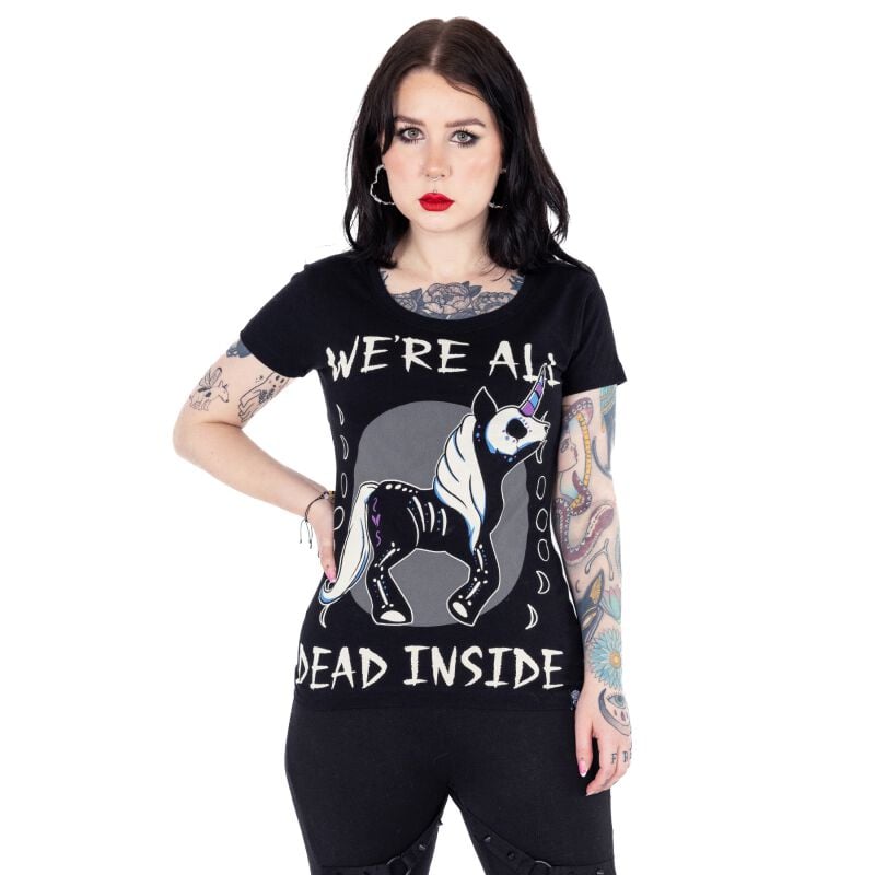 5081944526363 - Dead Inside Unicorn T-Shirt T-Shirt schwarz in S