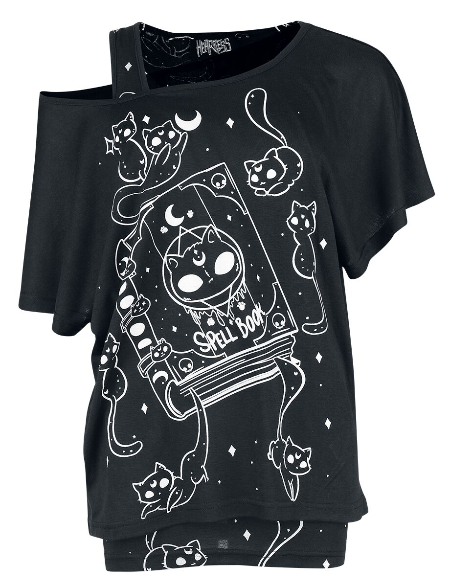 5081944527292 - Kitty Spellbook Top T-Shirt schwarz weiß in XXL