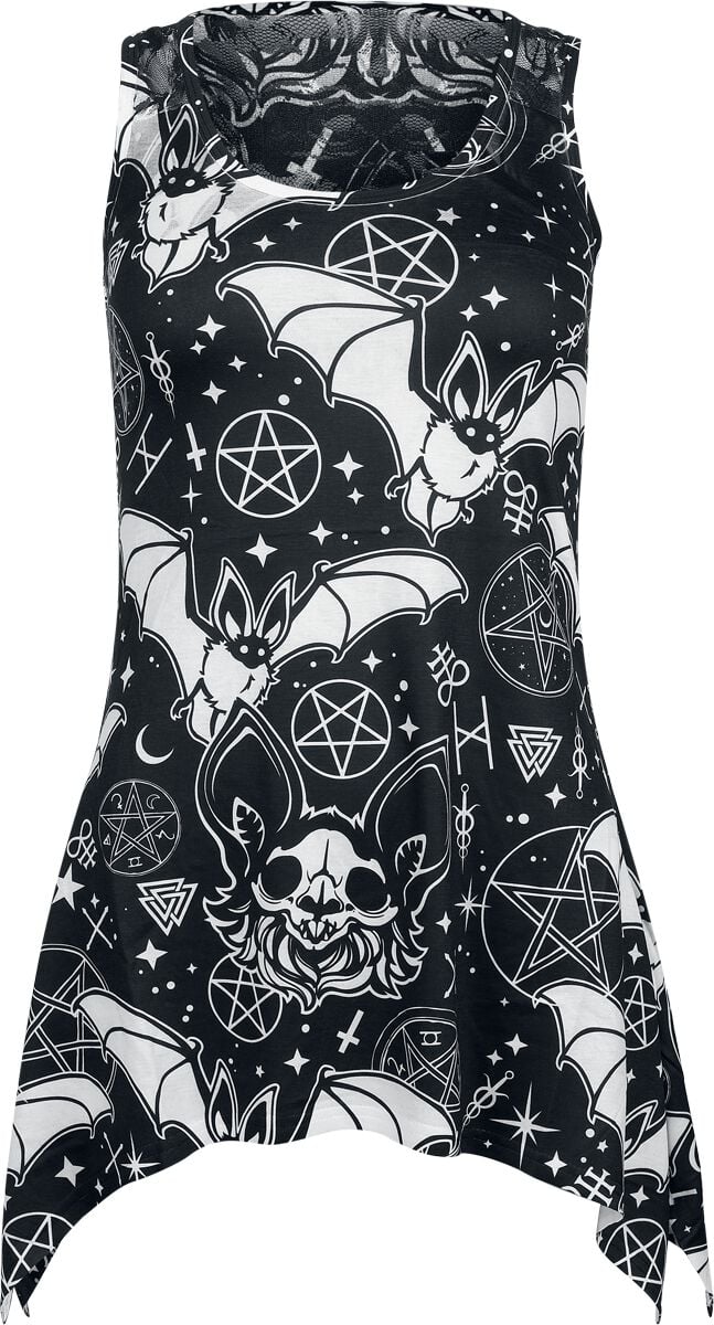 5081944545678 - Conjure Lace Panel Vest Top schwarz weiß in XXL 5081944545678 - Conjure Lace Panel Vest Top schwarz weiß in XXL