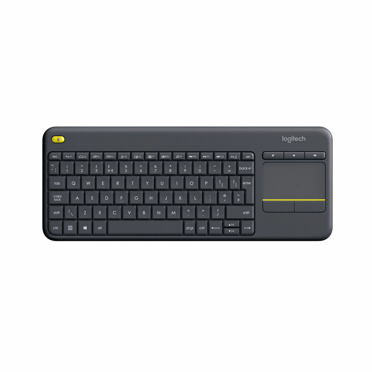 5099206059405 - K400 Plus Wireless Touch Black - UK - Tastatur mit Touchpad - Englisch - Schwarz