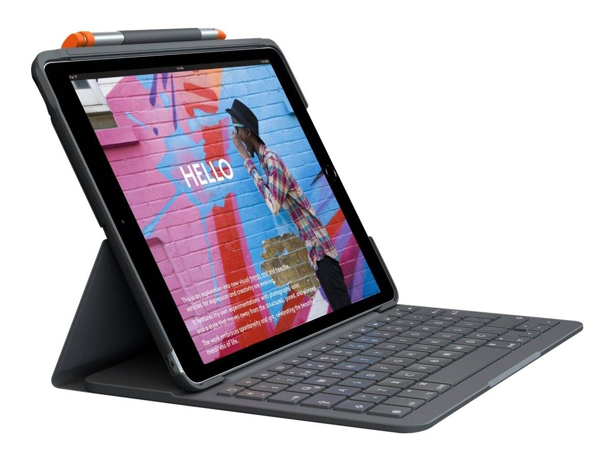 5099206107489 - Slim Folio - Tastatur und Foliohülle - kabellos - Bluetooth LE - QWERTY - GB - Oxford Gray - für Apple 102 iPad Wi-Fi 105 iPad Pro Wi-Fi 109 iPad Wi-Fi iPad Air Wi-Fi