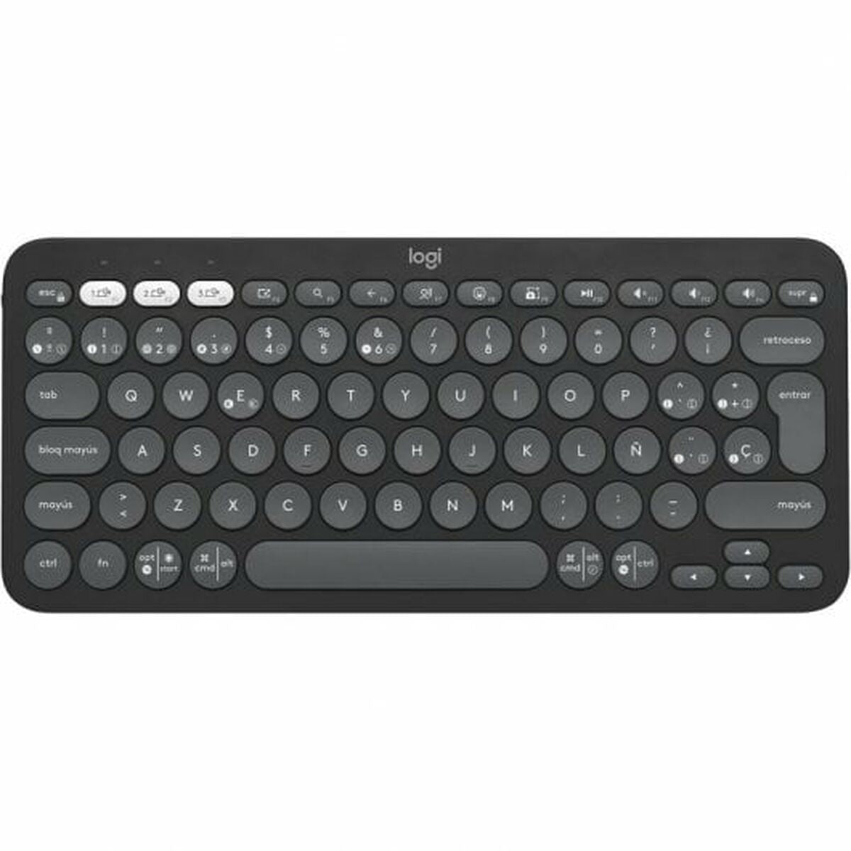 5099206111127 - Drahtlose Tastatur Pebble Keys 2 K380s Qwerty Spanisch Schwarz Grau Graphit