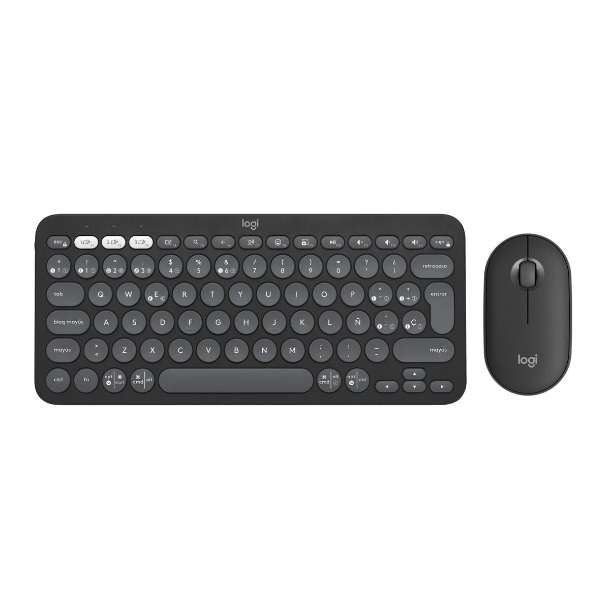 5099206115651 - Tastatur mit Drahtloser Maus Pebble 2 Combo Qwerty Spanisch Schwarz Grau Graphit 5099206115651 - Tastatur mit Drahtloser Maus Pebble 2 Combo Qwerty Spanisch Schwarz Grau Graphit