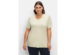 5205012363913 - Große Größen Shirt mit Faltenpartie am Stehkragen lindgrün Gr54 5205012363913 - Große Größen Shirt mit Faltenpartie am Stehkragen lindgrün Gr54