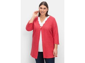 5206920053309 - Große Größen Strickjacke mit Knopfverschluss aus Bouclé-Qualität rot Gr42