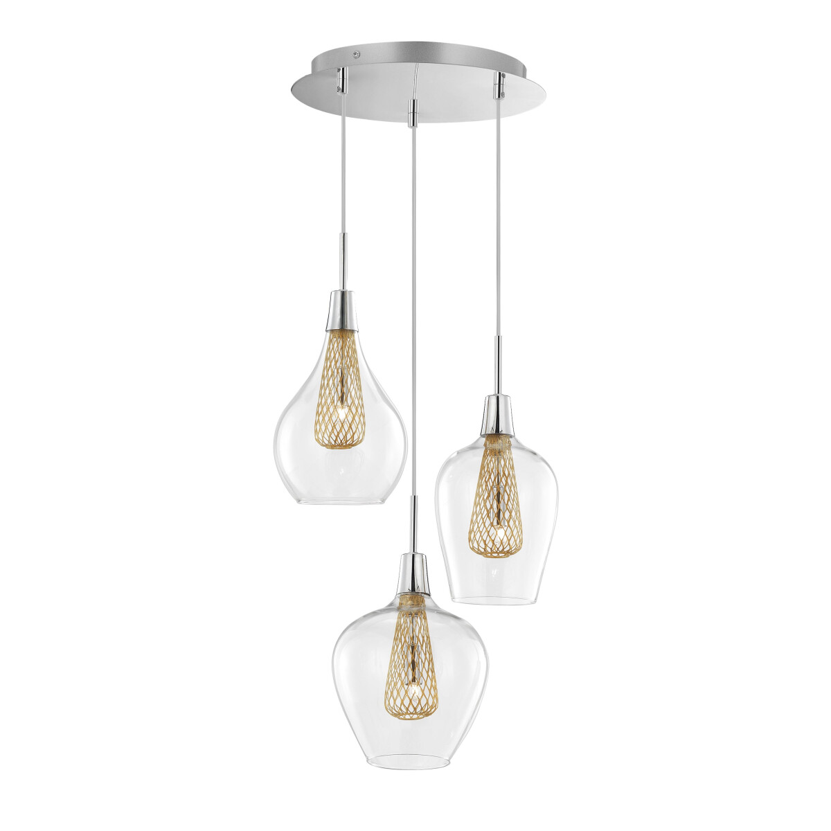 5212017401878 - Pendelleuchte Filo in Transparent und Gold G9 3-flammig - transparent - Nova Luce