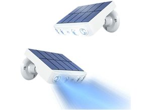 5328835034157 - GTA - 2er-Pack Solarleuchten für den Außenbereich mit Bewegungssensor 360°-Solarstrahler [1200 mAh] wasserdichte Solar-Gartenlaterne (weiß)