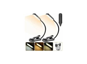 5328835218335 - Leselampe Cliplampe Leselampe Lampe 7 LED 3 Helligkeitsmodus Flexibler Hals 360° (Schwarz) 2 Stück