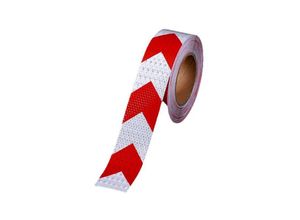 5328835220482 - Selbstklebendes reflektierendes Klebeband 5 cm x 25 m hochintensives Sicherheitswarn-Reflexionsband rotes und weißes reflektierendes Warnband